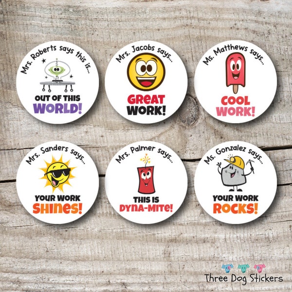 Teacher Stickers, Good Work Stickers, Teacher Gift, Personalized Teacher Stickers, Reward Stickers, Teacher Valentine Gift