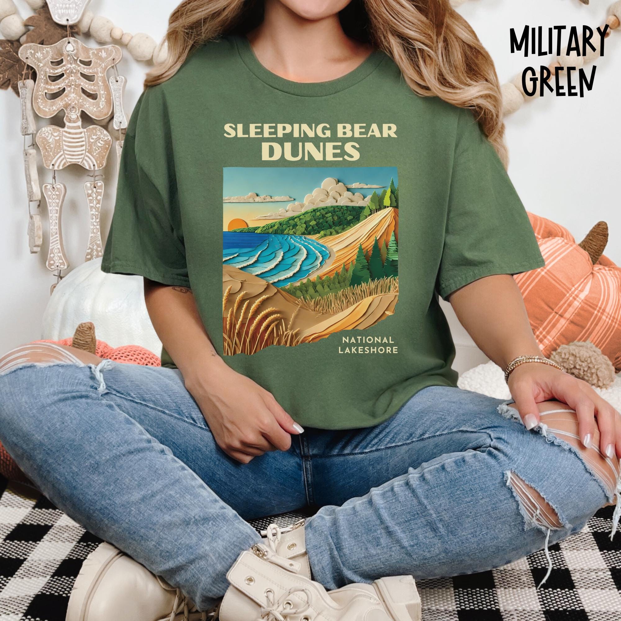 Sleeping Bear Dunes National Lakeshore T-Shirt, Unisex Tee, Paper 