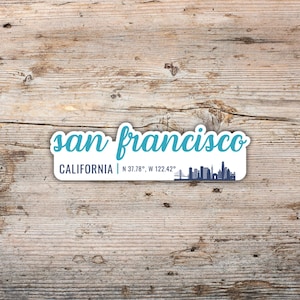 San Francisco Aufkleber, moderne Schreibschrift Skyline Silhouette, wasserdichter Vinylaufkleber Laptops, Wasserflaschen, Kühler, Kalifornien Aufkleber