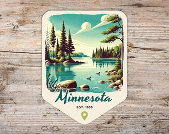 Minnesota Retro Grunge Sticker, Voyageurs National Park Art, Outdoor Vinyl Decal