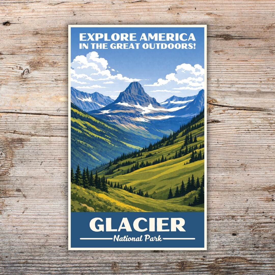 Glacier National Park Sticker | WPA Vintage Travel Art | Explore ...
