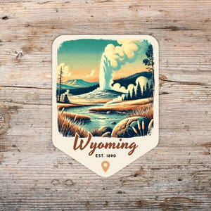 State of Wyoming Retro Grunge Sticker, Laptop Sticker, Cooler Sticker, Water Bottle Sticker, Yellowstone Sticker, Wyoming Gift