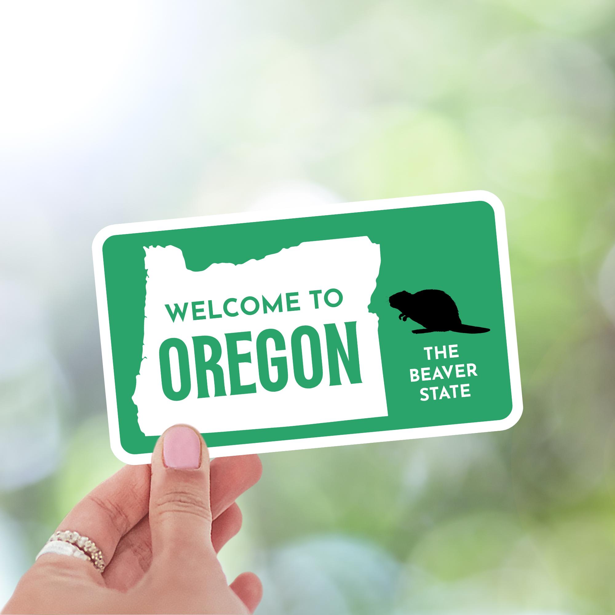 Oregon Sticker Template Welcome to Oregon Sticker • Road Sign Inspired Design • Waterproof ...