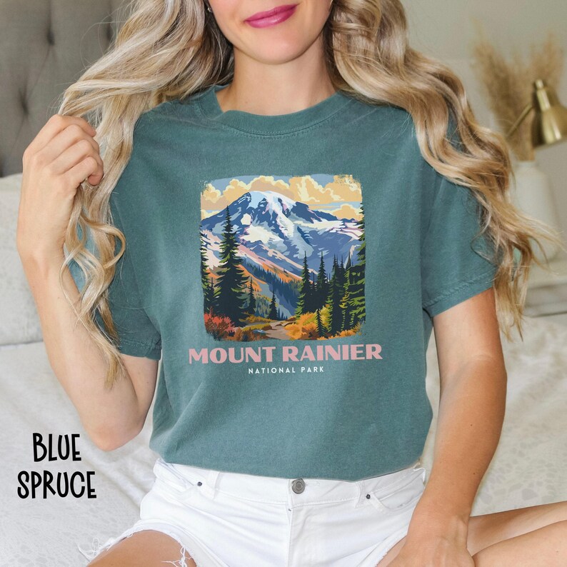 Mount Rainier National Park Shirt, Washington Tee Shirt, Mount Rainier National Park Comfort Colors, Mount Rainier Gift, Mount Rainier Hike image 5