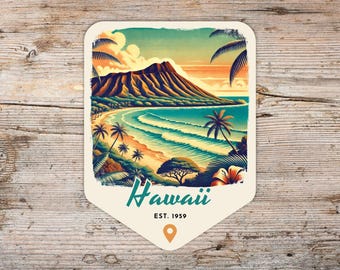 State of Hawaii Retro Grunge Sticker, Laptop Sticker, Cooler Sticker, Water Bottle Sticker, Hawaii Volcanoes Sticker, Hawaii Gift