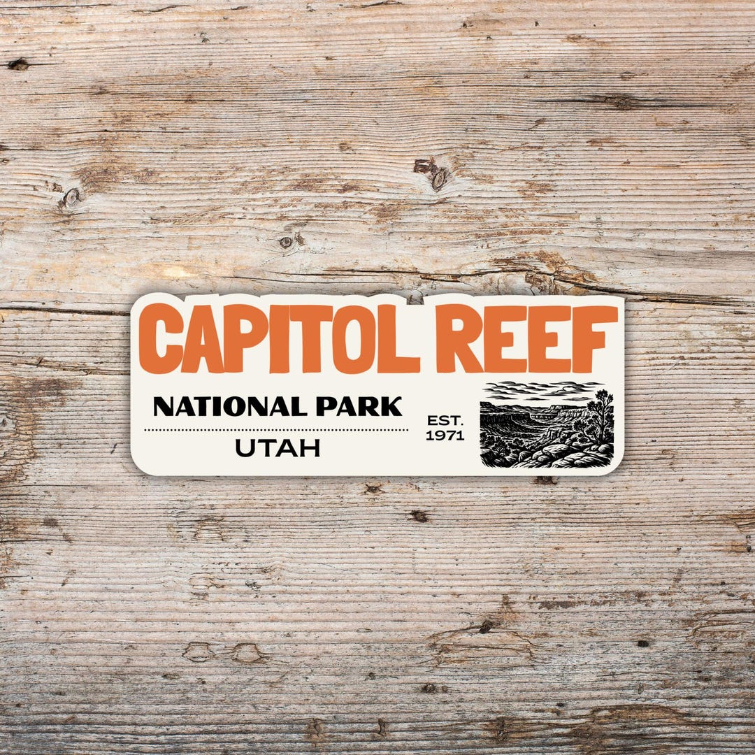 Capitol Reef National Park Sticker: Retro Block Lettering, Waterproof ...