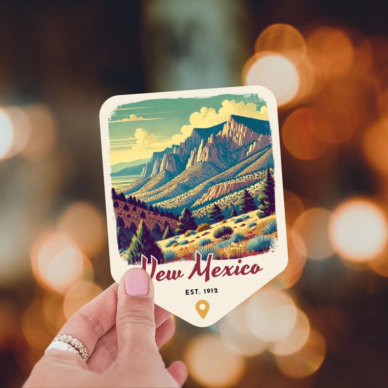 New Mexico Retro Grunge Sticker, Laptop Sticker, Cooler Sticker, Water Bottle Sticker, New Mexico Souvenir, New Mexico Gift, State Sticker image 8