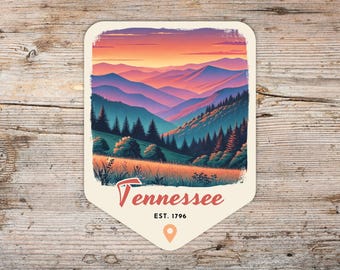 Tennessee Smoky Mountains Retro Sticker Gifts, Outdoor/Laptop Decal