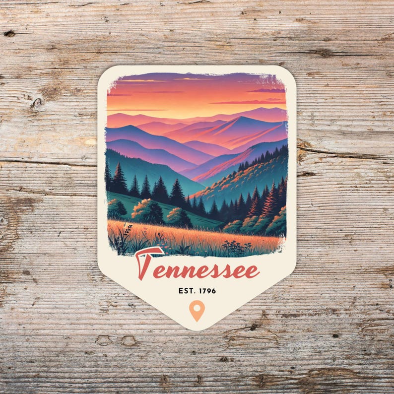 Tennessee Retro Grunge Sticker, Laptop Sticker, Cooler Sticker, Water Bottle Sticker, Tennessee Souvenir, Tennessee Gift, State Sticker image 1