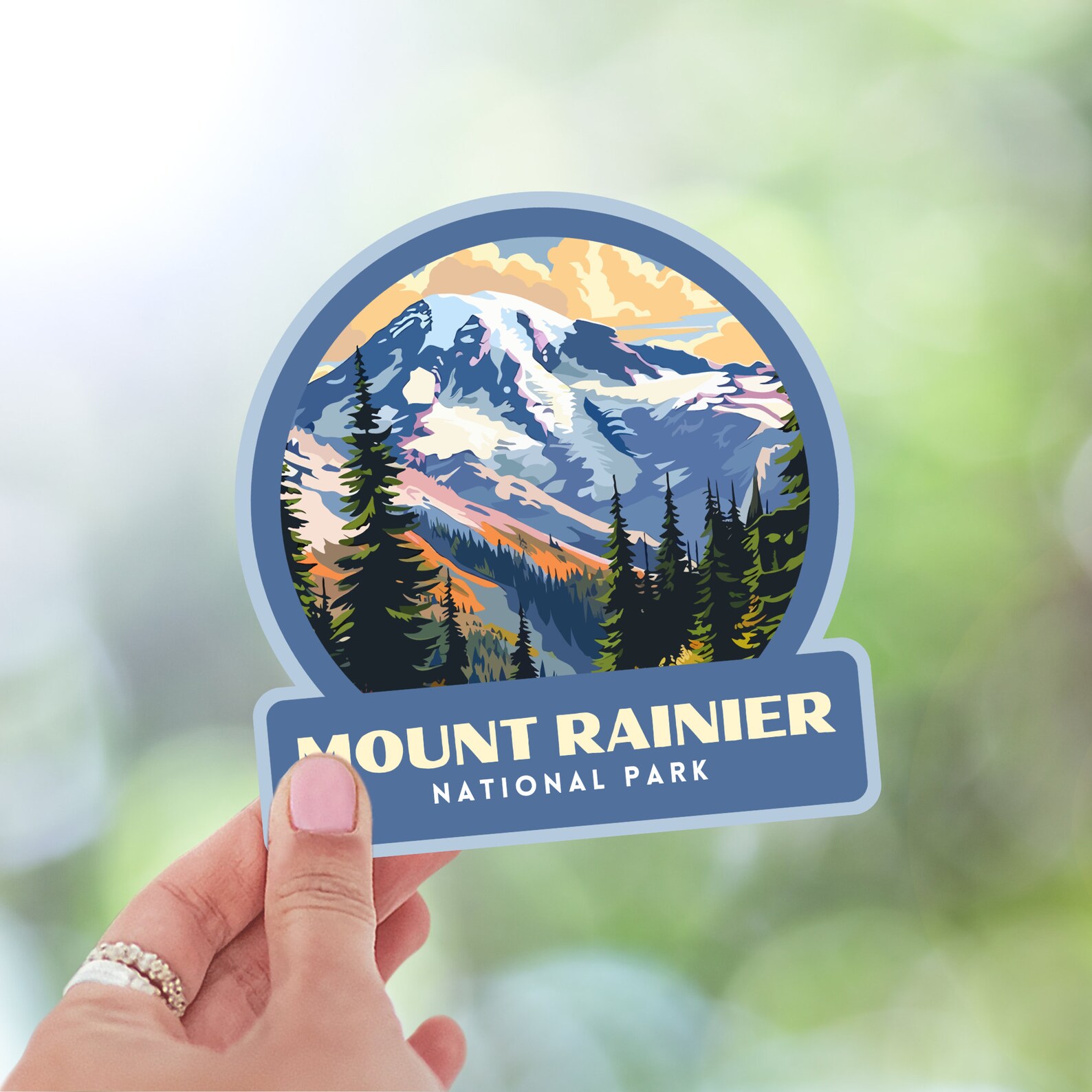 Mount Rainier National Park Sticker, Laptop Sticker, Cooler Sticker ...