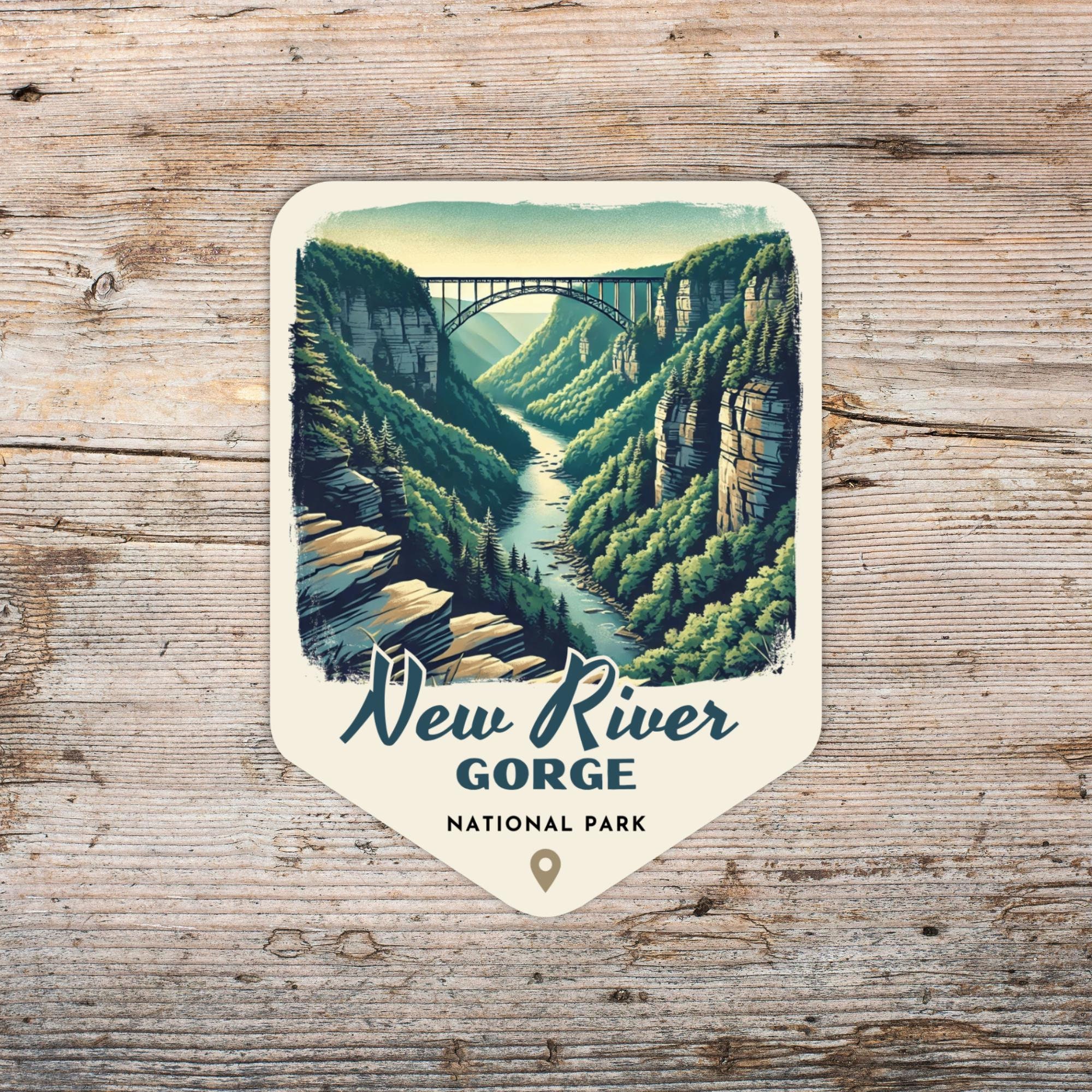 New River Gorge National Park Retro Grunge Sticker, Laptop Sticker, Cooler Sticker, Water Bottle Sticker, West Virginia Sticker