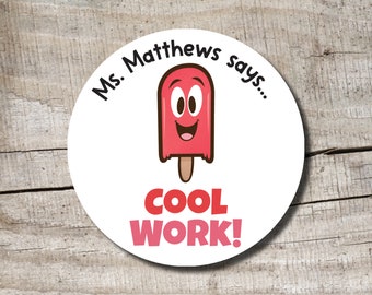 Personalized Popsicle Teacher Stickers, Reward Stickers (48)