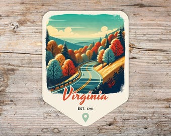 Virginia Retro Grunge Sticker, Laptop Sticker, Cooler Sticker, Water Bottle Sticker, Virginia Souvenir, Virginia Gift, State Sticker