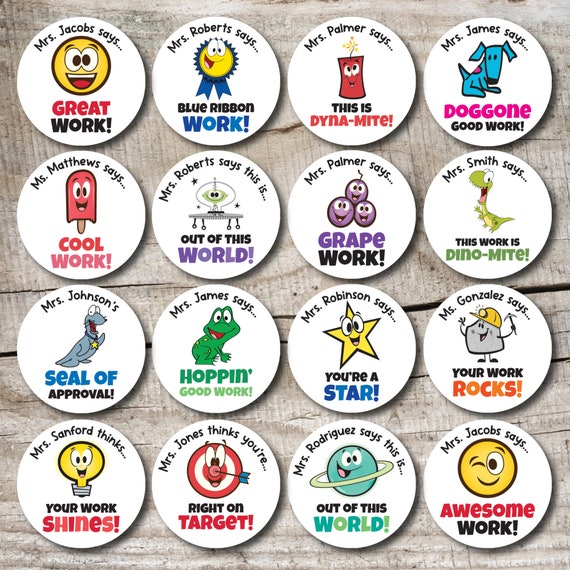Personalized Teacher Reward Stickers, Dynamite, Sun, Bee, Name