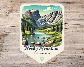 Rocky Mountain National Park Retro Grunge Sticker, Laptop Sticker, Cooler, Water Bottle Sticker, Colorado Sticker, National Park Gift