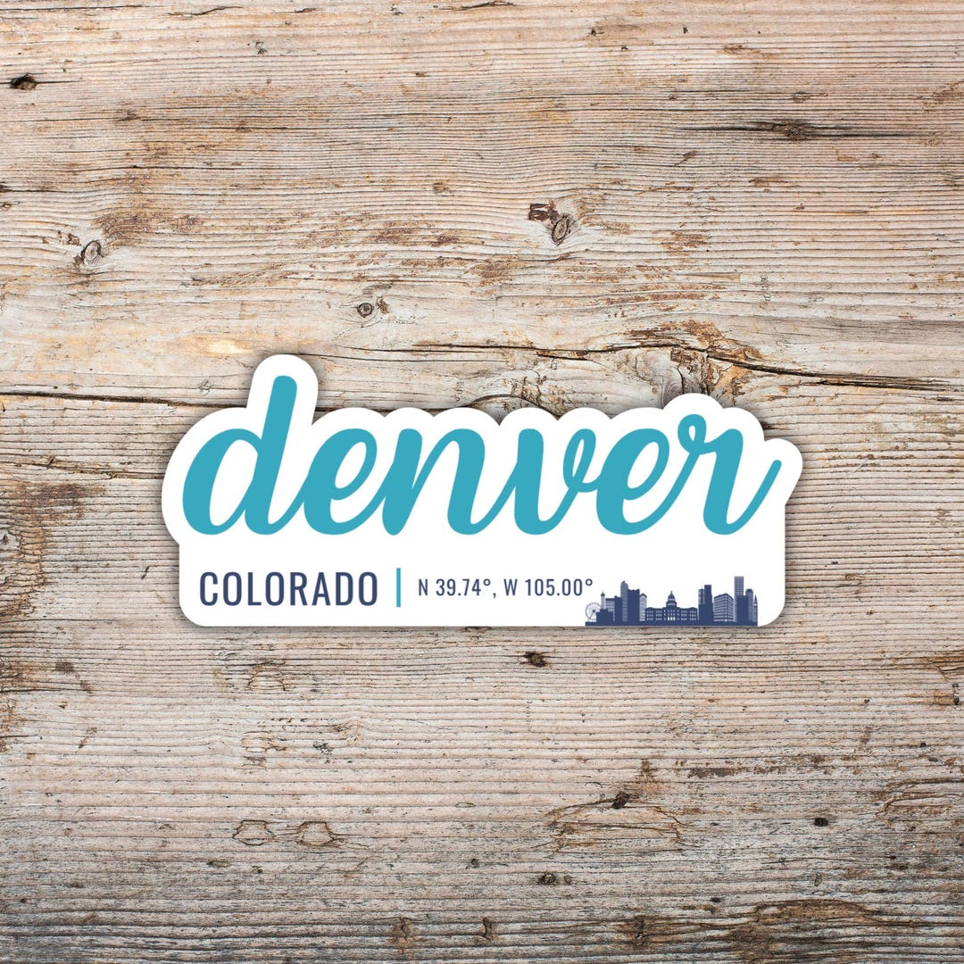 Denver Sticker, Modern Script Font With Latitude Longitude, Vinyl Decal ...