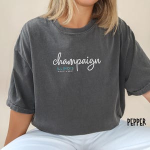 Script Champaign Comfort Colors Shirt, Champaign T Shirt, Champaign Gift, Champaign Tee Shirt, University of Illinois Gift