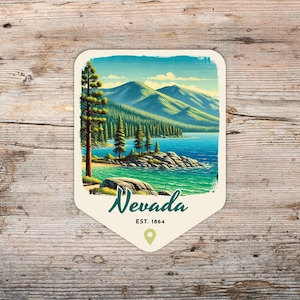 Pegatina retro grunge de Nevada, pegatina para portátil, pegatina para nevera portátil, pegatina para botella de agua, recuerdo de Nevada, regalo de Nevada, pegatina de vinilo del estado
