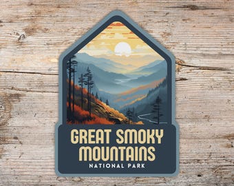 Great Smoky Mountains National Park Retro Sticker, Laptop Sticker, Cooler Decal, Water Bottle Sticker, Tennessee Sticker, Smoky Gift