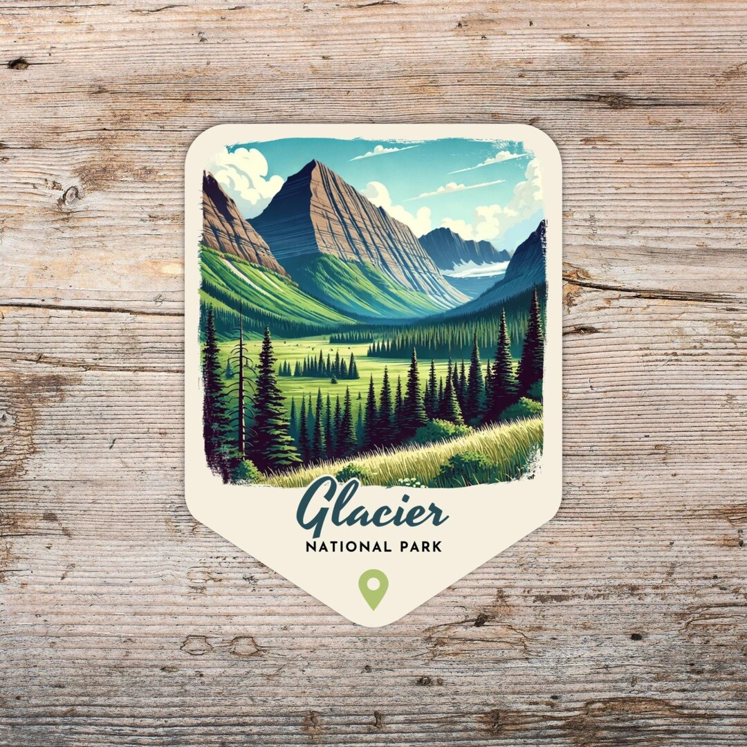 Glacier National Park Retro Grunge Sticker, Laptop Sticker, Cooler ...