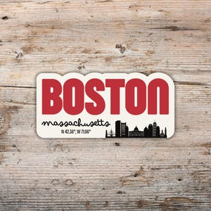 Boston, Massachusetts Retro Text Sticker, Massachusetts Sticker, Waterproof Vinyl Decal, Boston Gift, Boston Trip, Boston Event Sticker