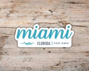 Miami Florida Vinyl Aufkleber, Moderne Schrift, Laptop Aufkleber