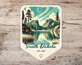 South Dakota Grunge Sticker, Laptop Sticker, Cooler Sticker, Water Bottle Sticker, South Dakota Souvenir, South Dakota Gift, State Sticker