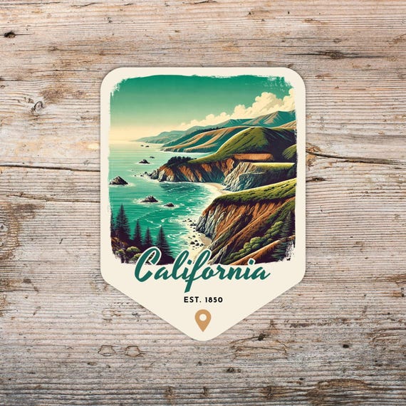 California Retro Grunge Sticker, Laptop Sticker, Cooler Sticker, Water Bottle Sticker, California Souvenir, California Gift, State Sticker