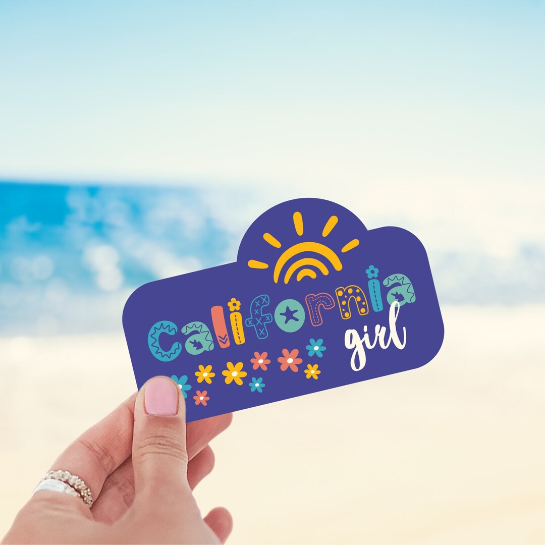 California Girl Retro Groovy Sticker, California Fan Sticker ...