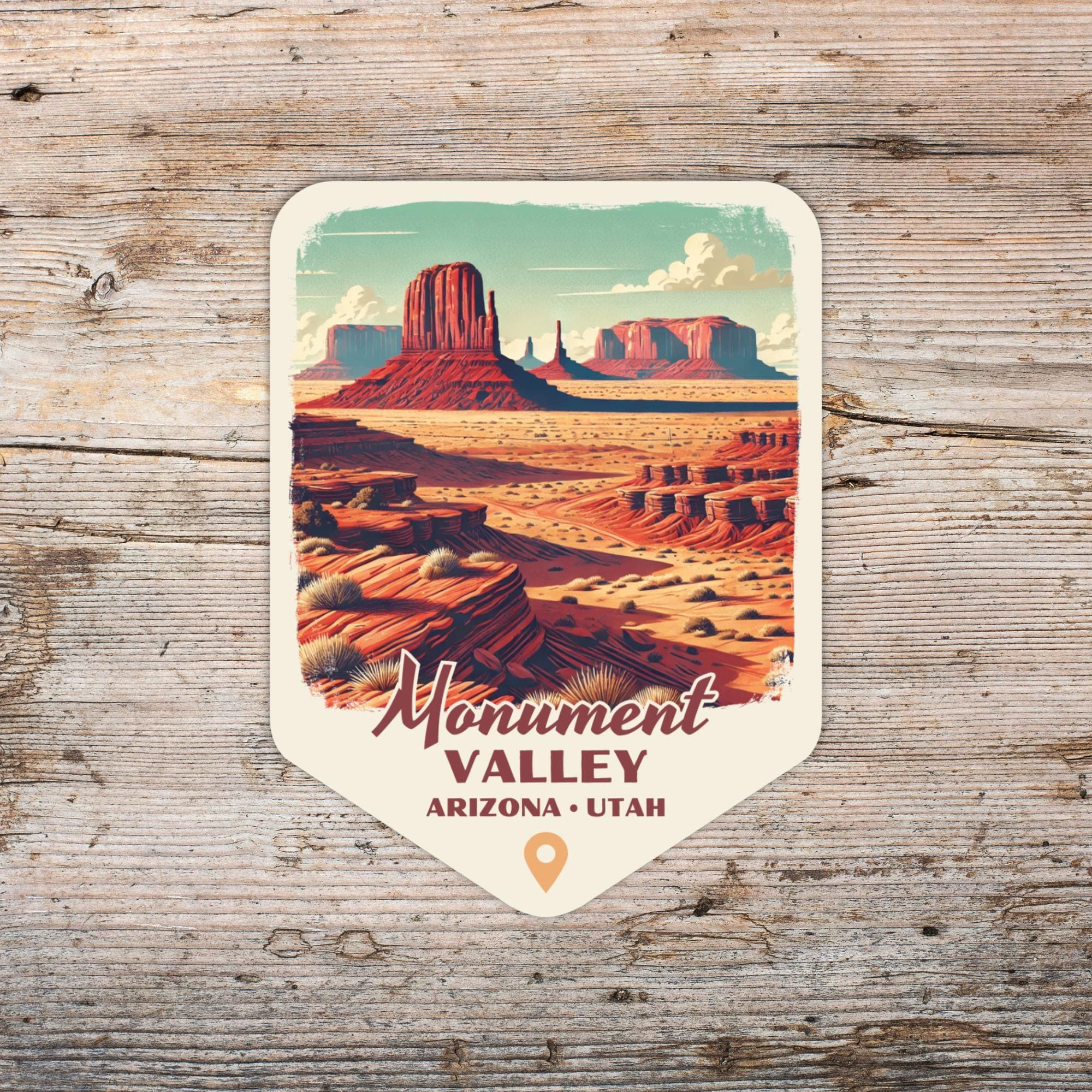 Monument Valley Retro Grunge Sticker, Laptop Sticker, Cooler Sticker ...