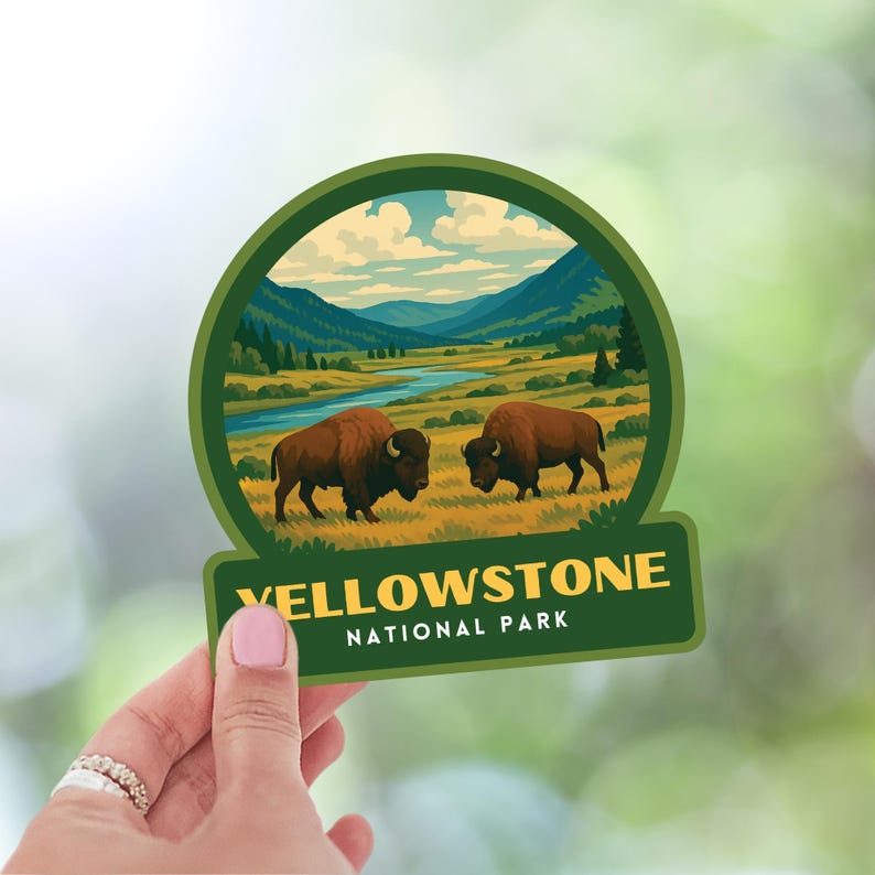 Yellowstone National Park Sticker, Laptop Sticker, Cooler Sticker, Water Bottle Sticker, Wyoming Sticker, Yellowstone Gift image 2