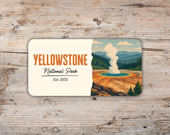Yellowstone National Park Sticker Modern Flat Poster Style Design Trendy National Park Vinyl Decal for Water Bottles, Laptops Wyoming Gift