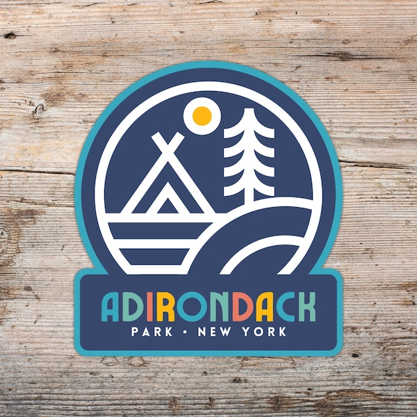 Adesivo per il Parco Statale degli Adirondack, adesivo per laptop, adesivo per borsa frigo, adesivo per borraccia, adesivo per campeggio a New York, regalo per un parco di New York
