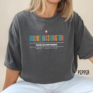 Mount Washington Latitude Longitude Pinpoint Comfort Colors® T Shirt, Mount Washington New Hampshire Tee, Mount Washington Gift