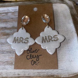 MRS Bridal Earrings | Polymer Clay | Dangle Earrings
