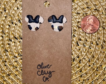 Pendientes Minnie Stud / Joyería Disney / Disney World / Arcilla polimérica / Pendientes de arcilla / Ligeros / Hipoalergénicos / Pendientes de guepardo