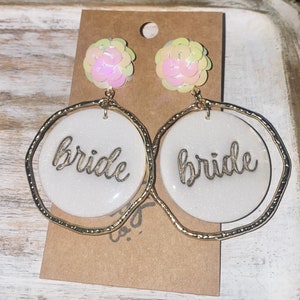 Sequin Bride Hoops | Iridescent Earrings | Polymer Clay Earrings | Bride Clay Earrings | Hoop Earrings | Bride Gifts | Bridal Shower