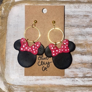 Mouse Earrings | Polymer Clay Earrings | polka dot Earrings | polymer clay Earrings | Clay Earrings | Disney inspired Earrings |