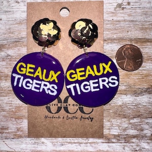 Tigers Earrings | Acrylic Earrings | Hypoallergenic | College Team Earrings | Game Day Earrings