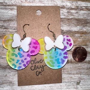 Acrylic Mouse cheetah Earrings | Disney inspired Earrings | gifts |earrings