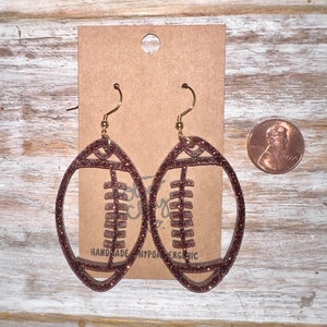 Glitter acrylic football earrings | Game day earrings | Football Season | Dangle Earrings