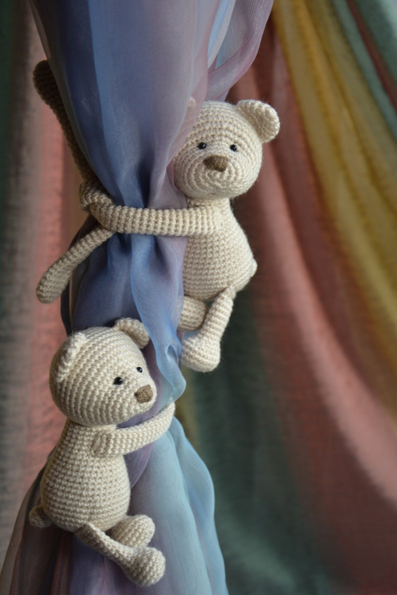 Bear curtain tiebacks set of 2 Woodland nursery decor Etsy
