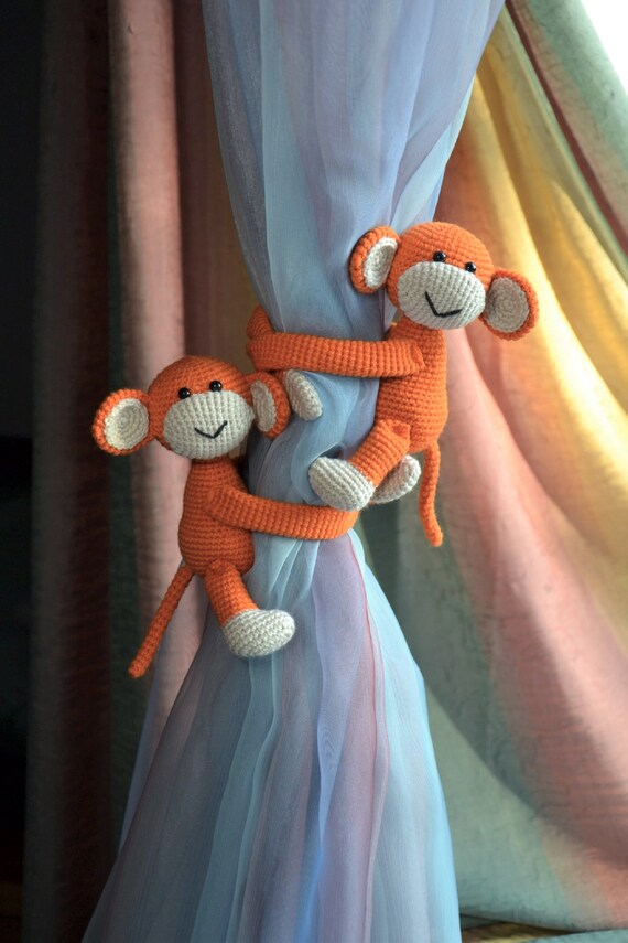 Monkey Curtain Tiebacks Set Of 2 Safari Nursery Decor Etsy