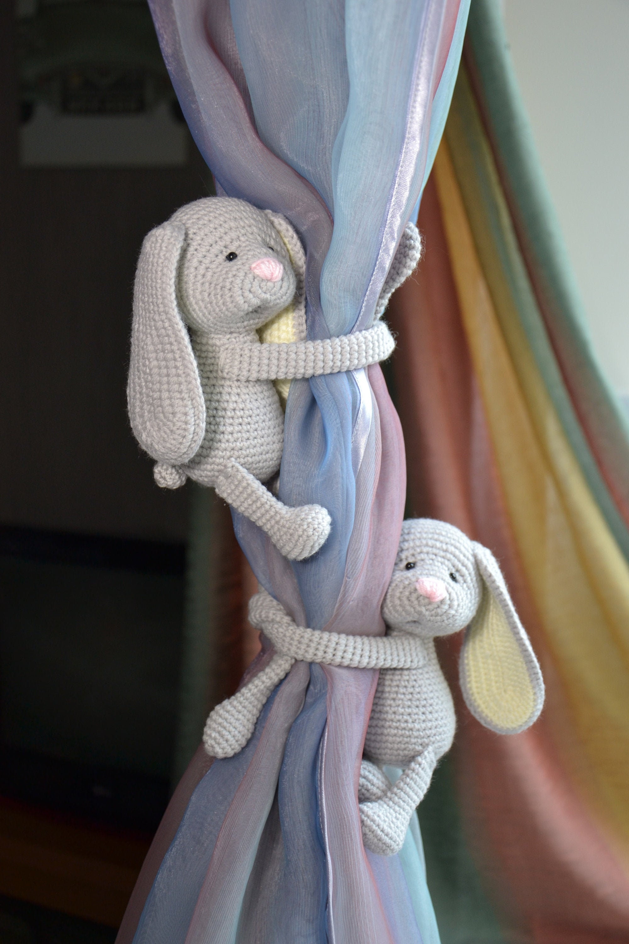 Bunny curtain tie backs set of 2 Animal curtain holders Etsy