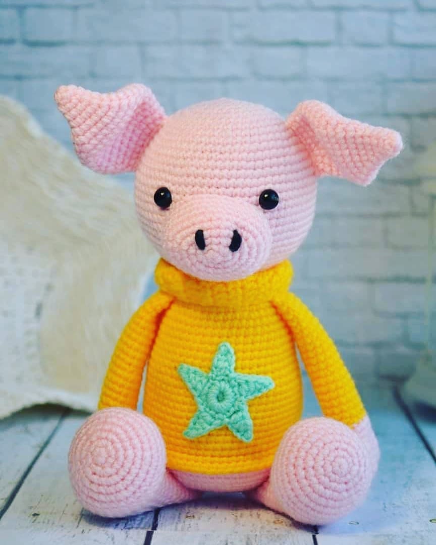 Piglet Crochet piglet Pig stuffed animal Crocheted pig Etsy