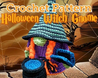 Halloween Witch Gnome Crochet PATTERN | US Crochet Terms | Pattern Only | Amigurumi | Crochet Gnome | Crochet Pattern | Halloween | Witch