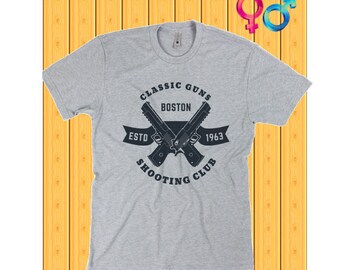Classic guns shirt, Boston shooting club t shirt, firearm training tees, Boston gun and rifle, Boston pistols