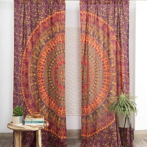 Window curtains, 100% natural cotton bohemian curtains drapes door panels for bedroom boho curtain, curtain panels, dining room curtain
