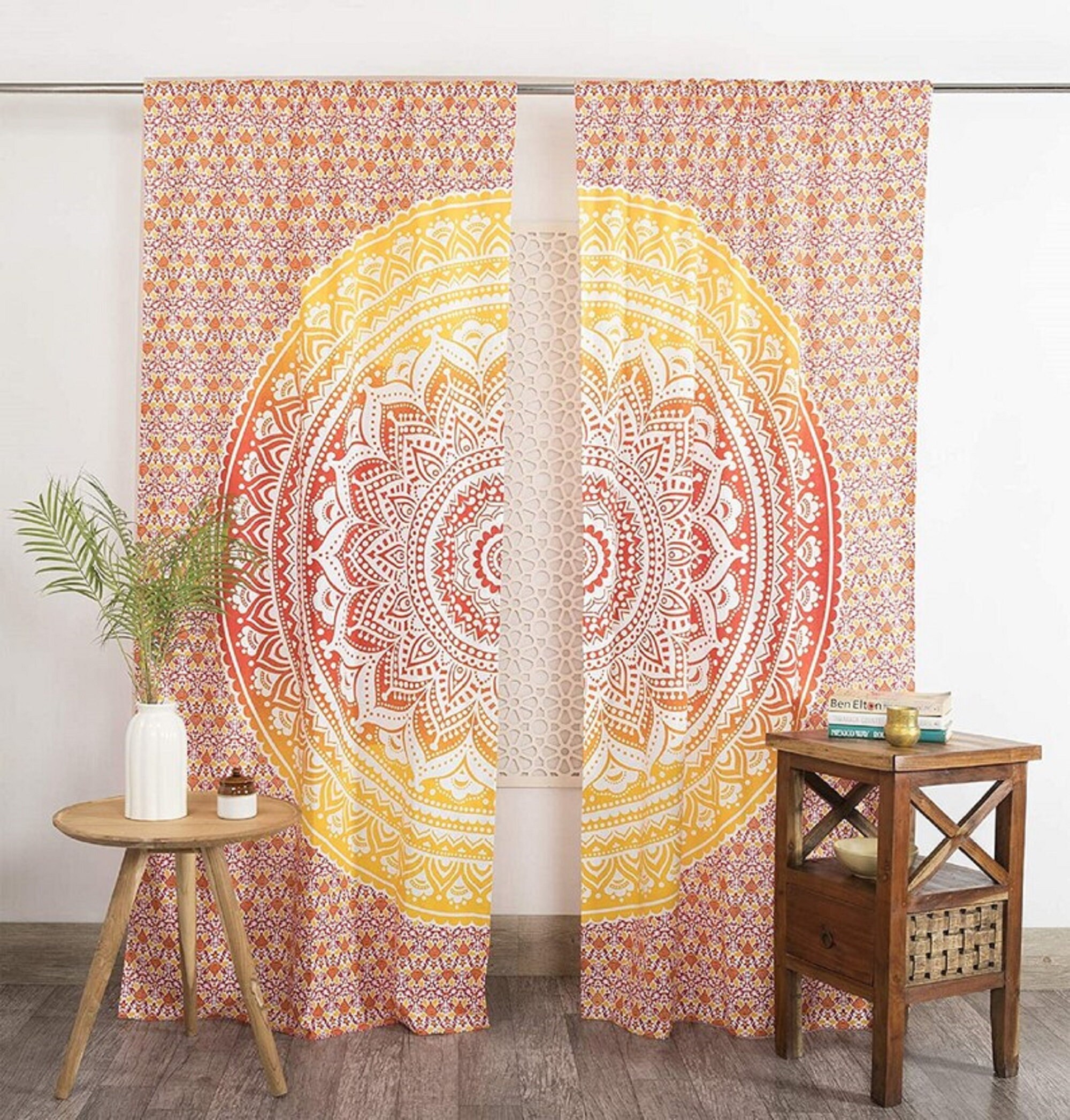 Mandala Curtains Hippie Boho Style Window Curtain 100 Cotton Etsy UK