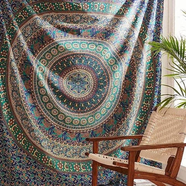Hippie Mandala Hippie Hippies colgante de pared 100% algodón tapiz hippie tapiz colgante de pared tapiz mandala tapiz tamaño doble/reina